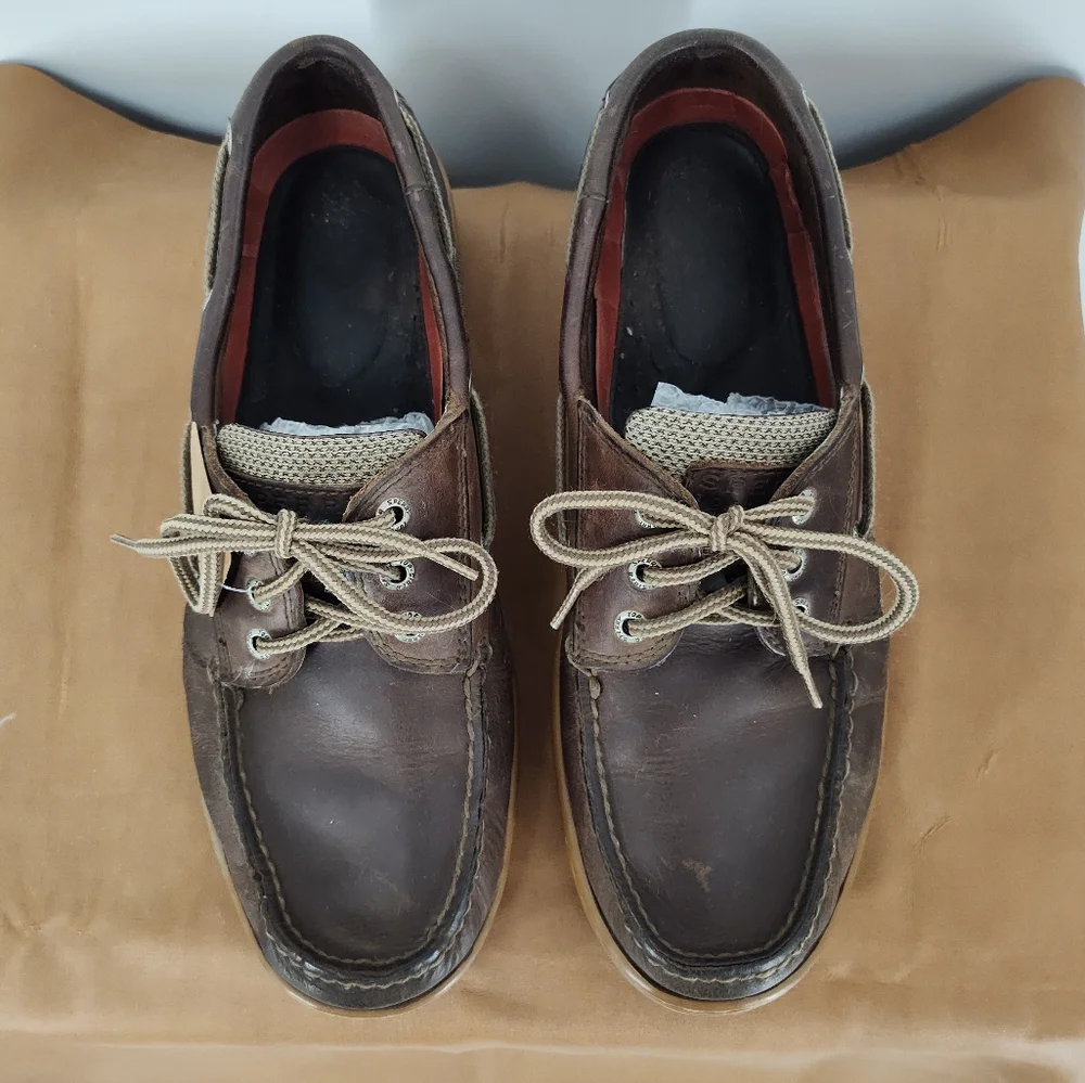 Sperry Mens Brown Leather Surveyor Boat Shoes Size 11M